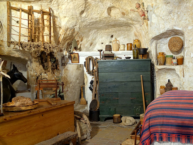 Interior of a rupestrian church in Matera