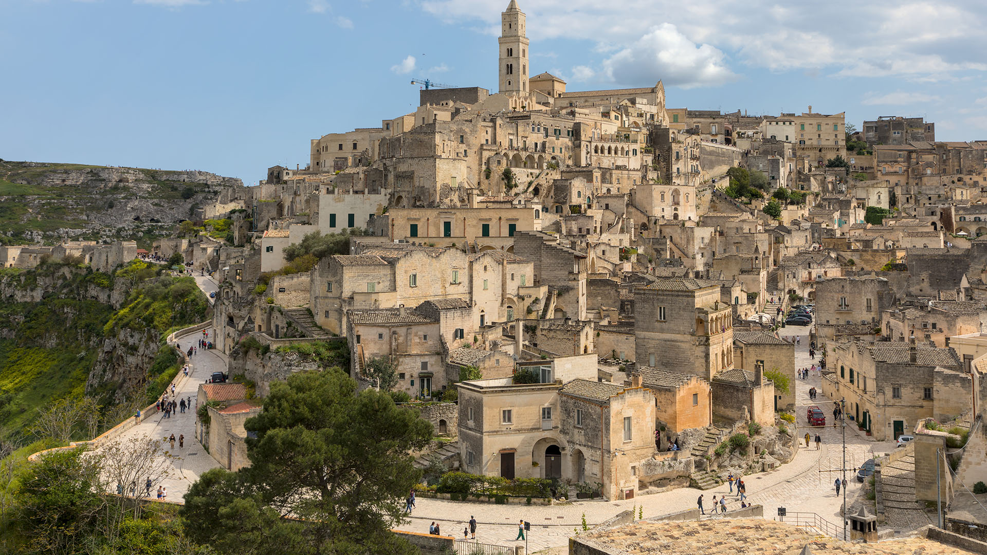 Sassi di Matera illuminated at night